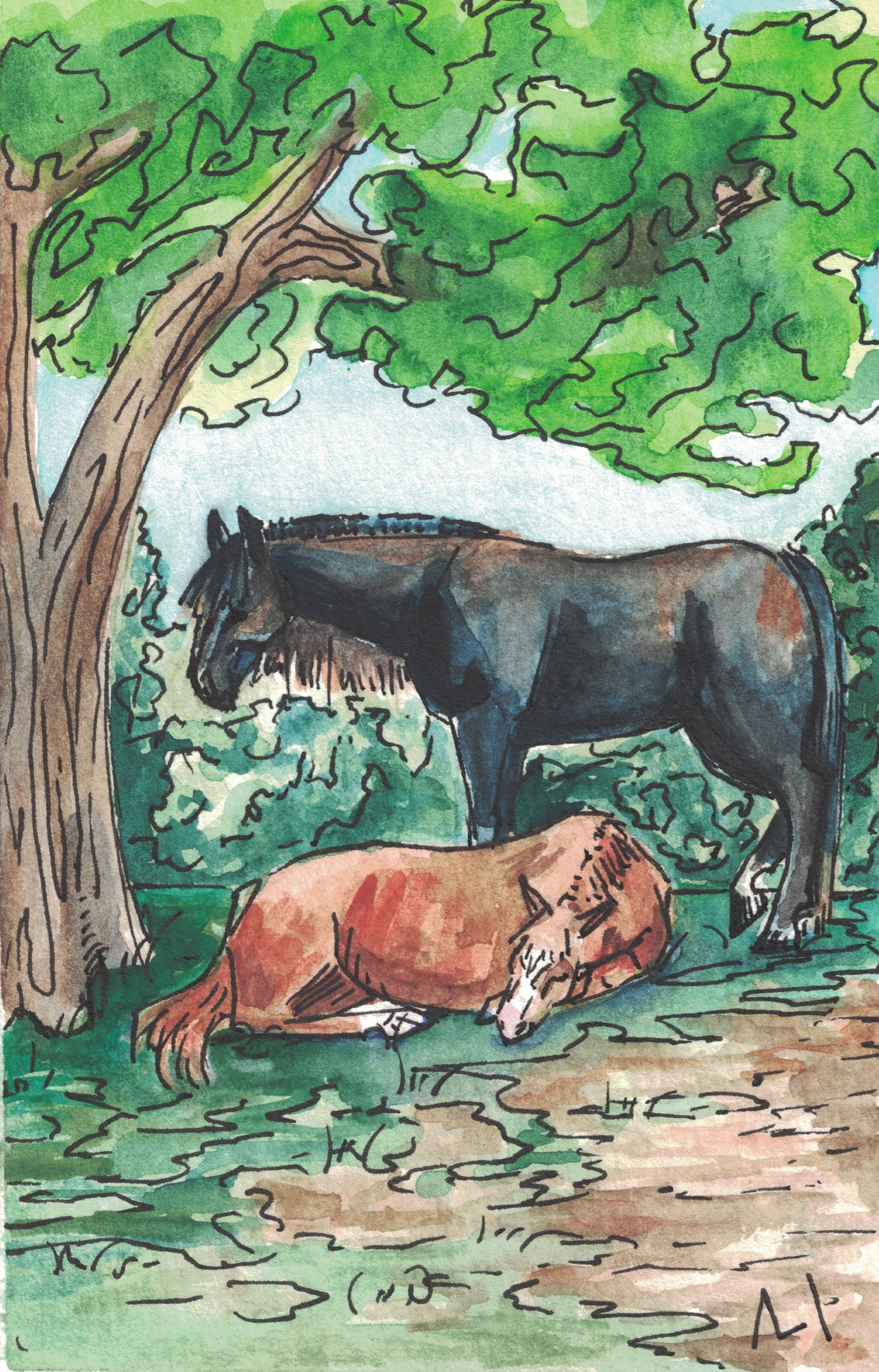 Sleepy Chip and Ellie -- Print