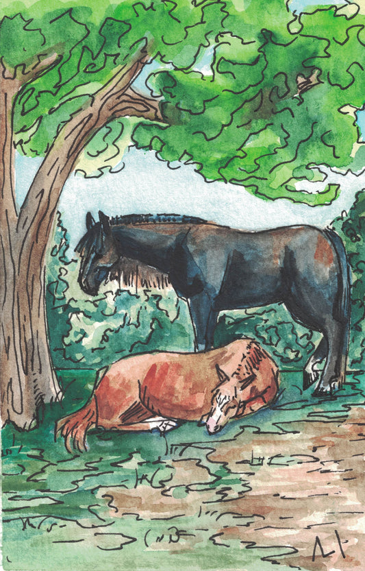 Sleepy Chip and Ellie -- Print