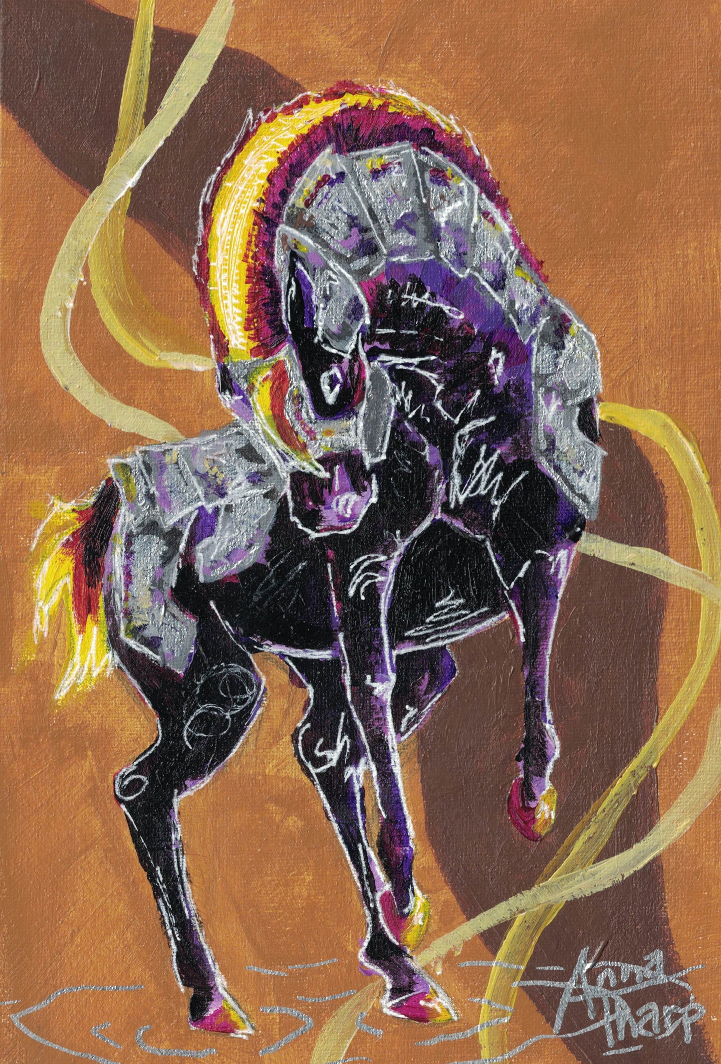 War Horses: Yellow Horse 4x6"